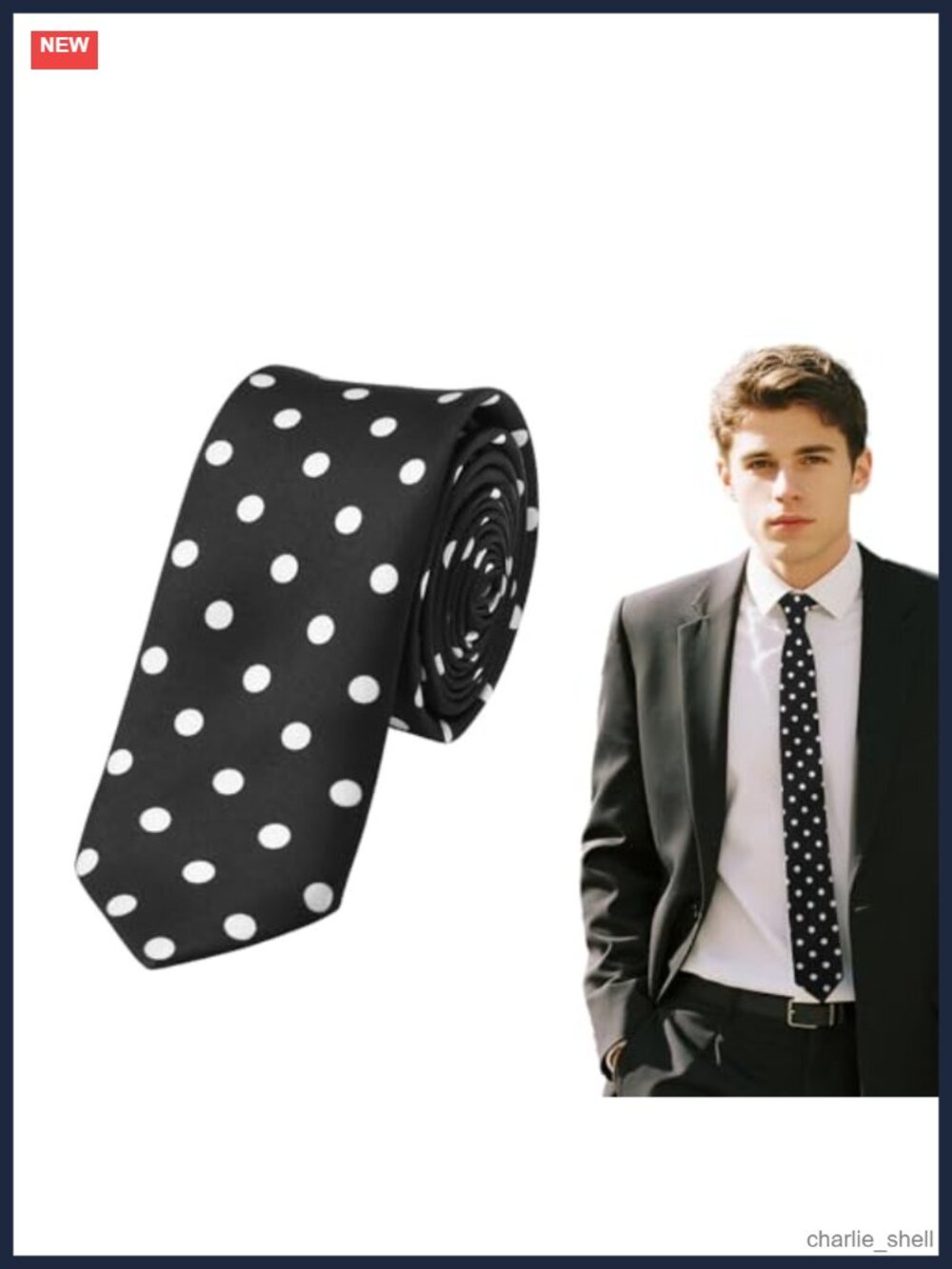 Mens Skinny Silk Satin Polka Dot Necktie Cosplay Costume Halloween Tie